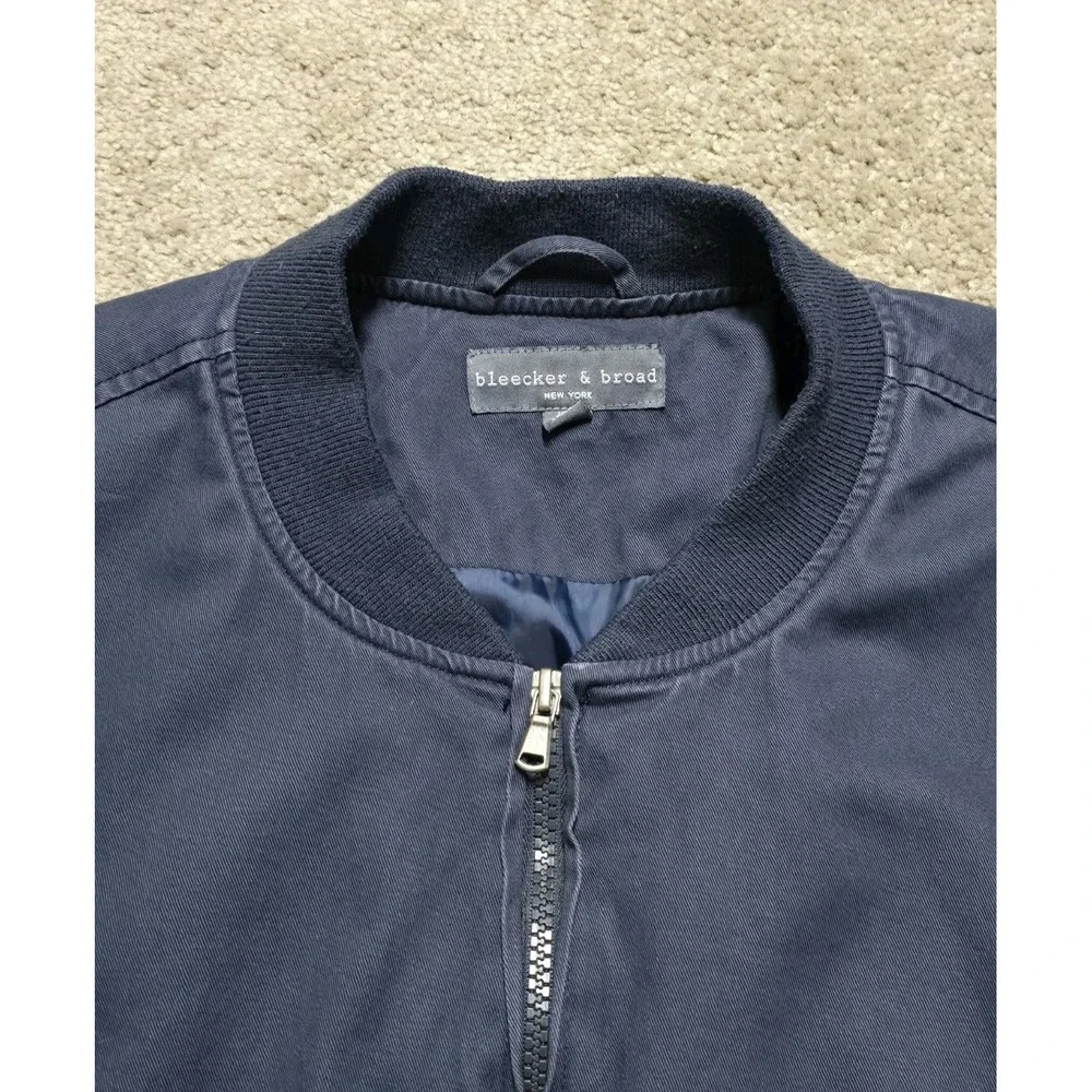 Bleecker & Broad Navy Canvas Bomber Jacket Mens XL Full Zip‎ Military